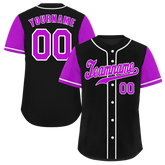 Custom Black Purple Raglan Sleeves Purple Authentic Baseball Jersey